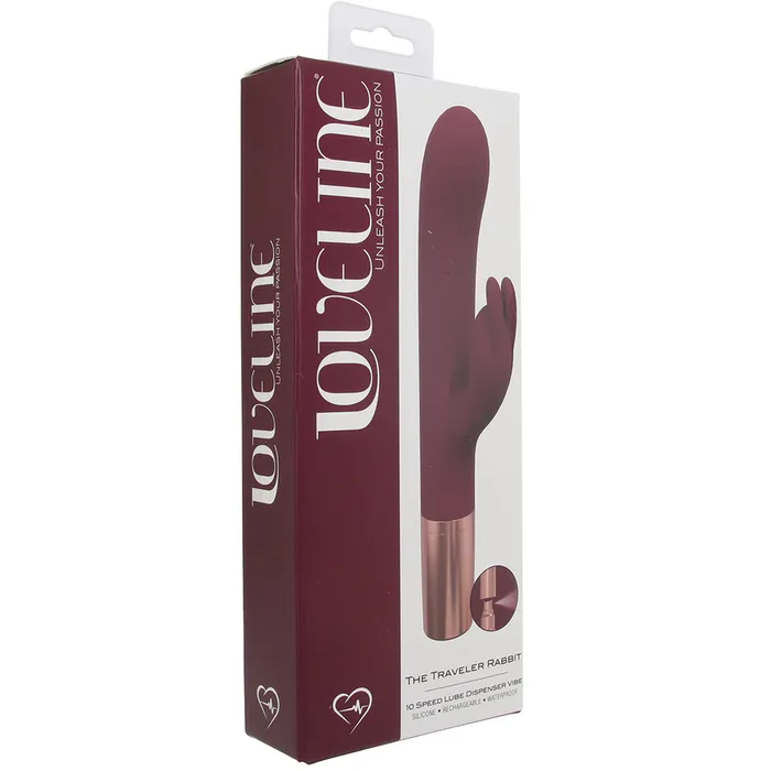 Vibrators Shots Toys Loveline The Traveler Rabbit Vibe in Burgundy