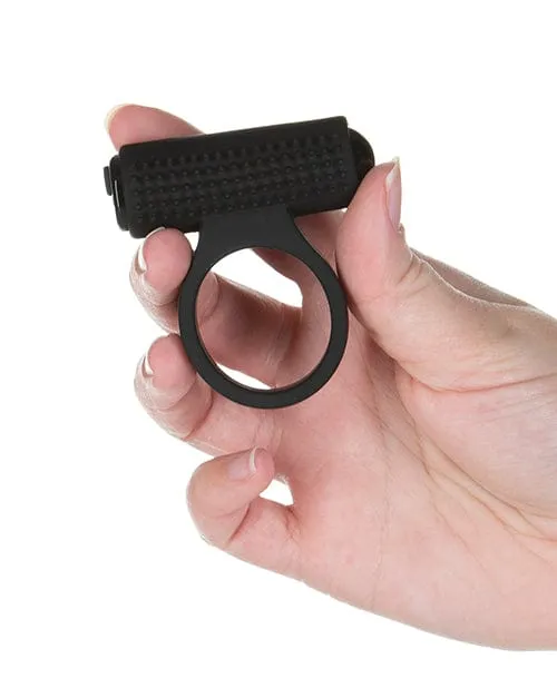 Male Sex Toys BMS Enterprises Cosmic Cock Ring with rechargeable Bullet 9 Functions Black