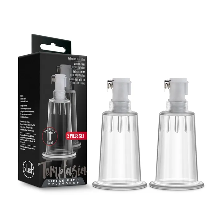 Blush Novelties Anal Temptasia Nipple Pumping Cylinders Set of 2 1 Inch Diameter Clear